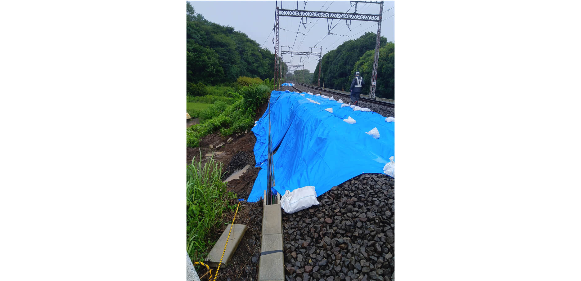 鉄柱倒壊防止（昼間応急復旧）